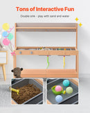 VEVOR koka virtuve bērniem ar piederumiem, āra rotaļu virtuve–veikaliņš lomu spēlēm ar plīti un izlietni zēniem un meitenēm