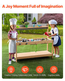 VEVOR koka virtuve bērniem ar piederumiem, āra rotaļu virtuve–veikaliņš lomu spēlēm ar plīti un izlietni zēniem un meitenēm