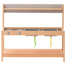 VEVOR koka virtuve bērniem ar piederumiem, āra rotaļu virtuve–veikaliņš lomu spēlēm ar plīti un izlietni zēniem un meitenēm