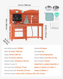 VEVOR āra virtuve bērniem, koka rotaļu virtuves komplekts, āra rotaļu virtuve–veikals zēniem un meitenēm, lomu spēļu virtuve ar plītīm, izlietni, krānu, tāfeli, katliem un piederumiem