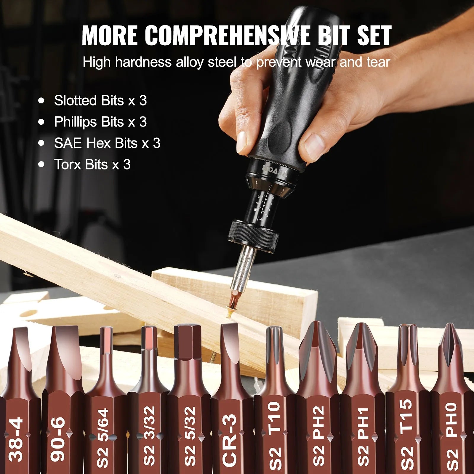 Regulējams griezes skrūvgriezis 1/4", 1,13–7,91 N·m, solis 0,11 N·m