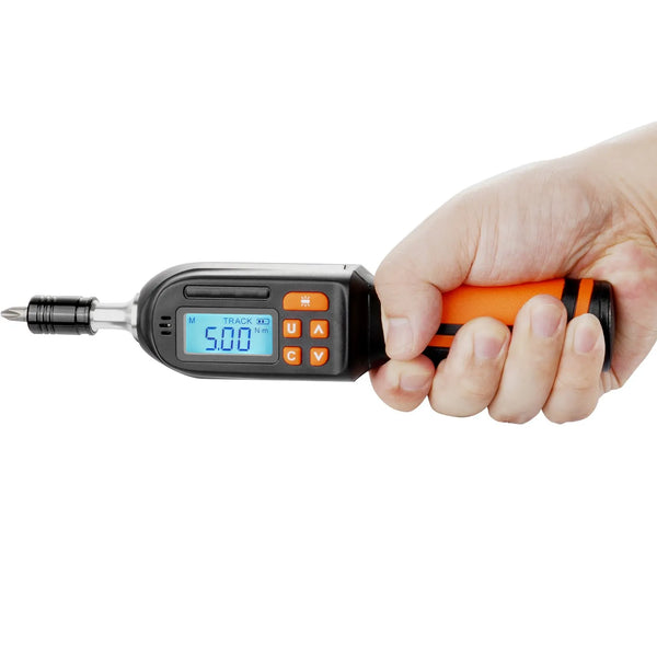 VEVOR Digitālais griezes skrūvgriezis, 6,35 mm piedziņa, LCD ekrāns, 0,3–8 N·m diapazons, 0,01 N·m solis, ar uzgaļiem un futrāli