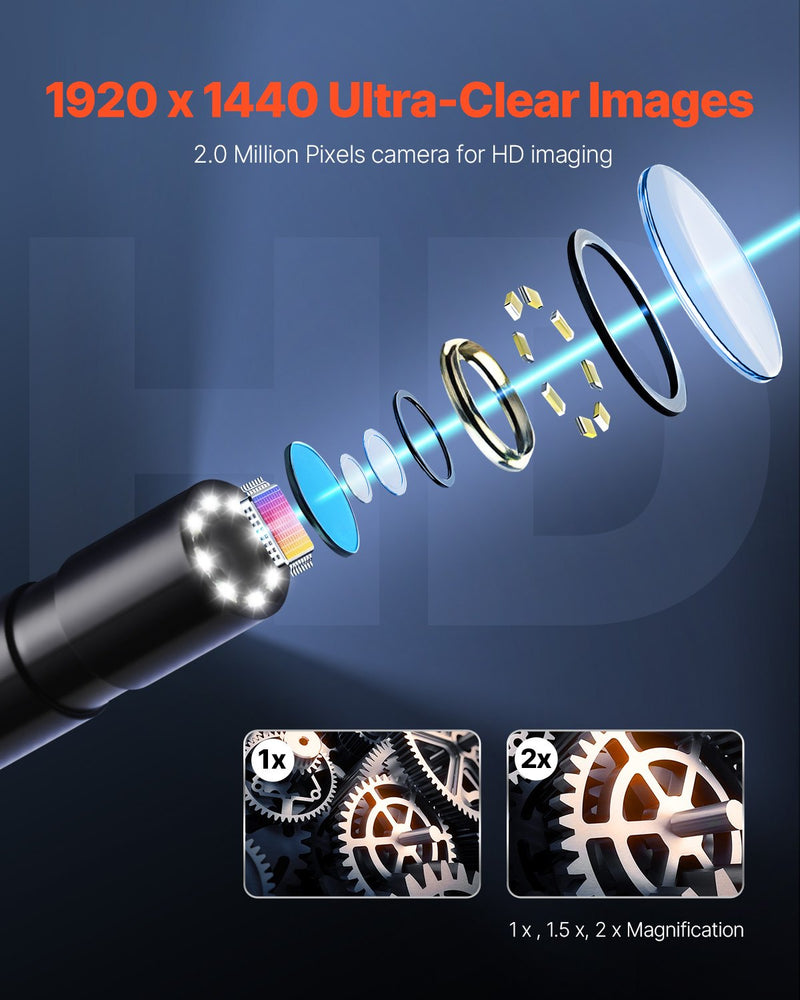 VEVOR endoskopiskā kamera 1920P HD boroskops Android un IOS ierīcēm ar 5 m kabeli