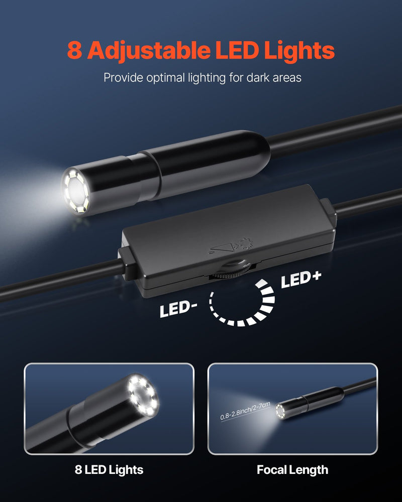 VEVOR endoskopiskā kamera 1920P HD boroskops Android un IOS ierīcēm ar 5 m kabeli