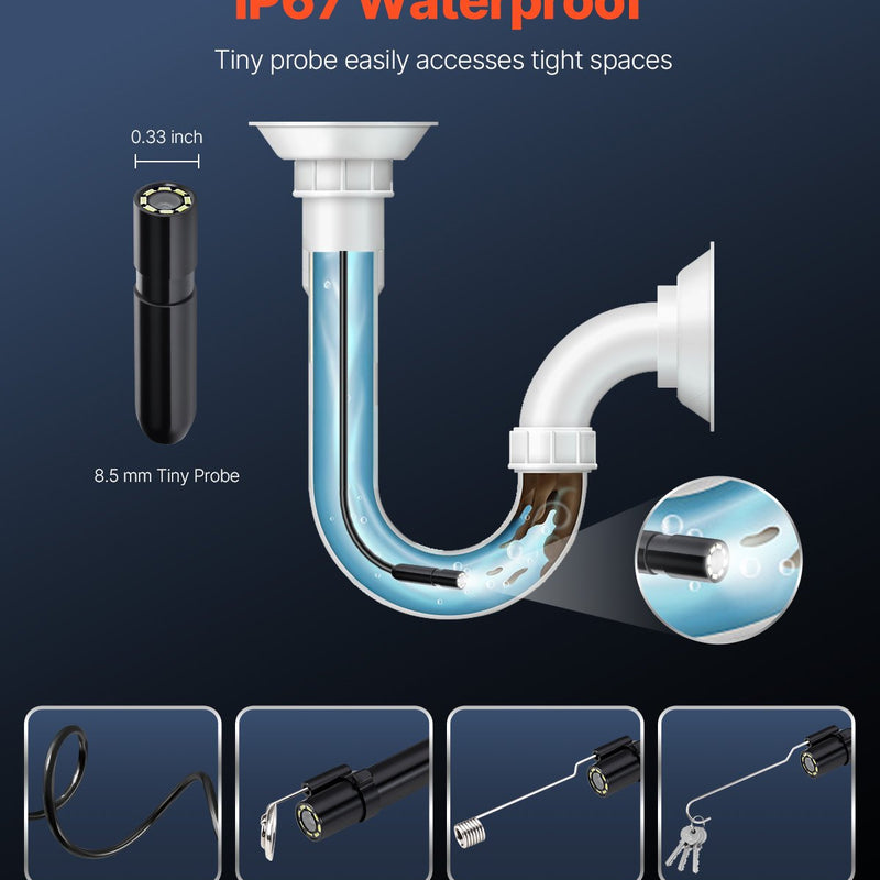 VEVOR endoskopiskā kamera 1920P HD boroskops Android un IOS ierīcēm ar 5 m kabeli