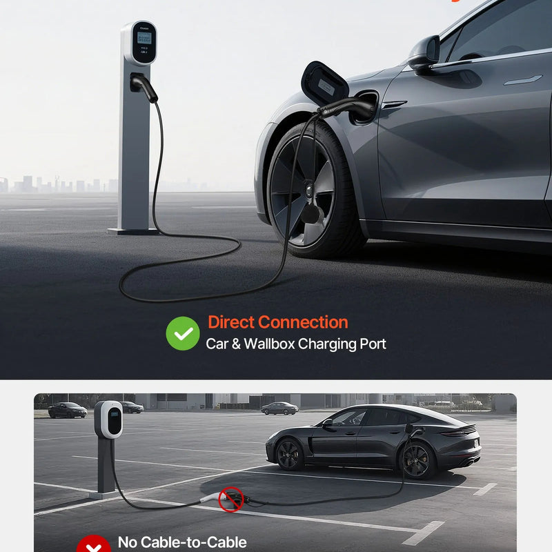 VEVOR elektromobiļu lādētāja pagarinātāja kabelis 16 A, 10 m, līdz 11 kW, saderīgs ar visiem Type 2 elektromobiļu lādētājiem, 3 fāžu AC 480 V 50 Hz, IP65 izturīgs uzlādes kabelis ar pārnēsāšanas somu