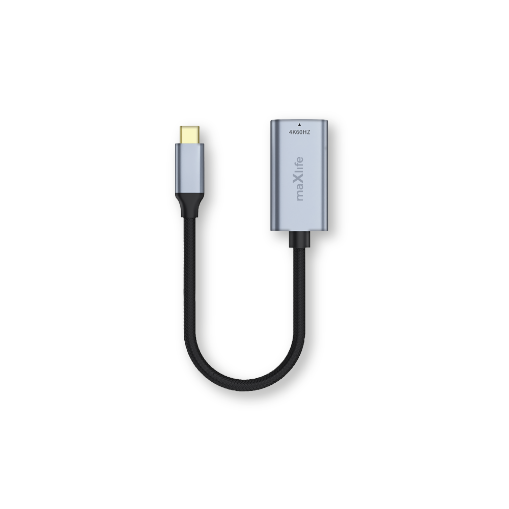 Maxlife MXHC-01 USB-C uz HDMI adapteris 4K 60 Hz melns video un audio pārraidei