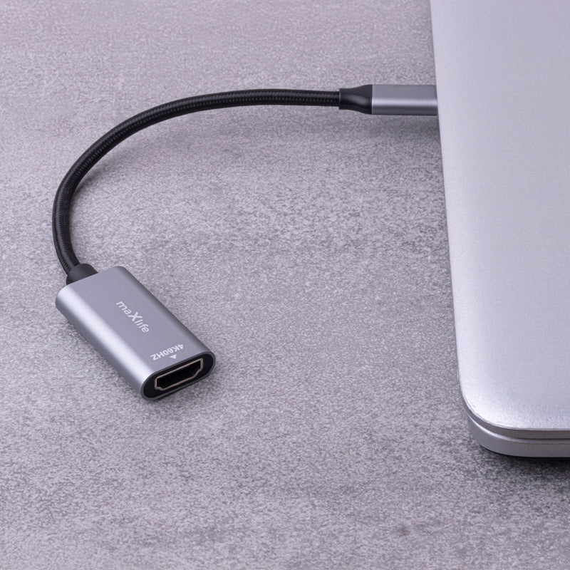 Maxlife MXHC-01 USB-C uz HDMI adapteris 4K 60 Hz melns video un audio pārraidei