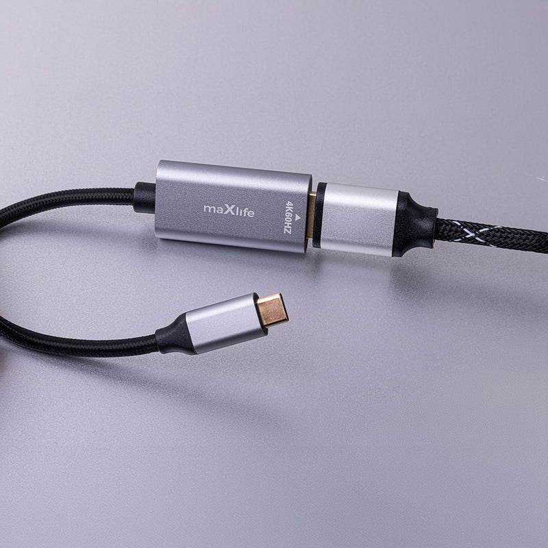 Maxlife MXHC-01 USB-C uz HDMI adapteris 4K 60 Hz melns video un audio pārraidei
