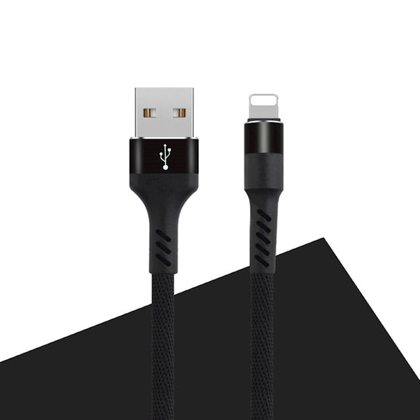 Maxlife MXUC-01 kabelis USB - Lightning 1,0 m 2A melns neilons