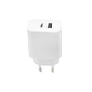 Maxlife MXTC-06 PD QC lādētājs 1x USB-C 1x USB 20W balts