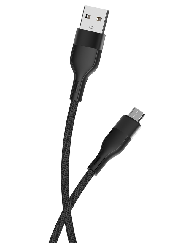 Maxlife MXUC-07 USB – microUSB kabelis 1,0 m, 2,4 A, melns, neilons