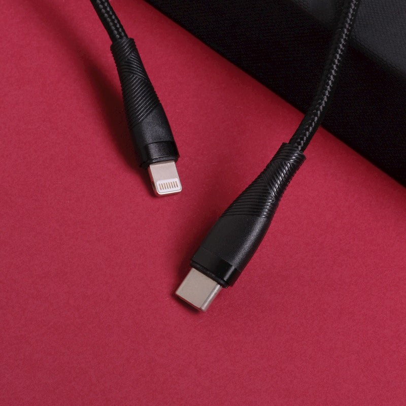 Maxlife MXUC-08 cable USB-C - Lightning 1.0 m 27W black nylon 