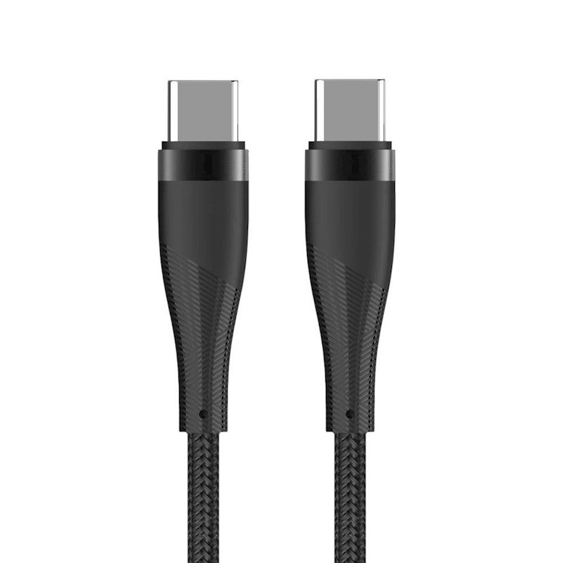 Maxlife MXUC-08 USB-C - USB-C kabelis 1,0 m, 60W, melns, neilons