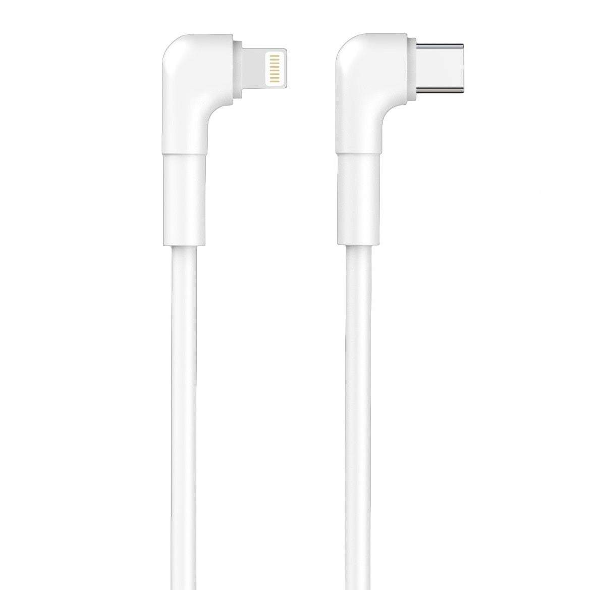 Maxlife MXUC-09 USB-C–Lightning kabelis ar leņķveida spraudņiem, 1 m, 27 W, balts