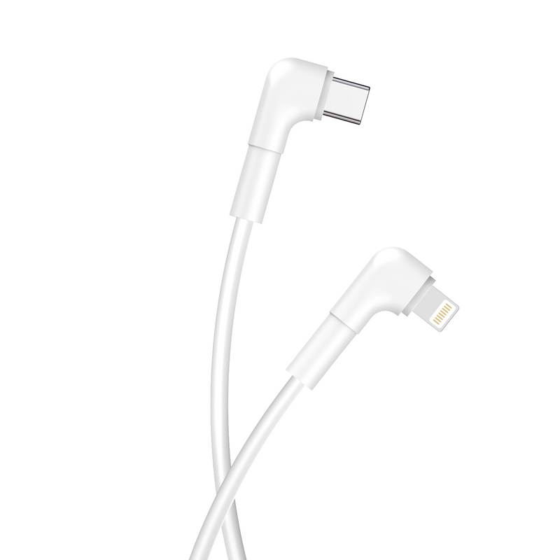 Maxlife MXUC-09 USB-C–Lightning kabelis ar leņķveida spraudņiem, 1 m, 27 W, balts