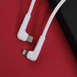 Maxlife MXUC-09 USB-C–Lightning kabelis ar leņķveida spraudņiem, 1 m, 27 W, balts
