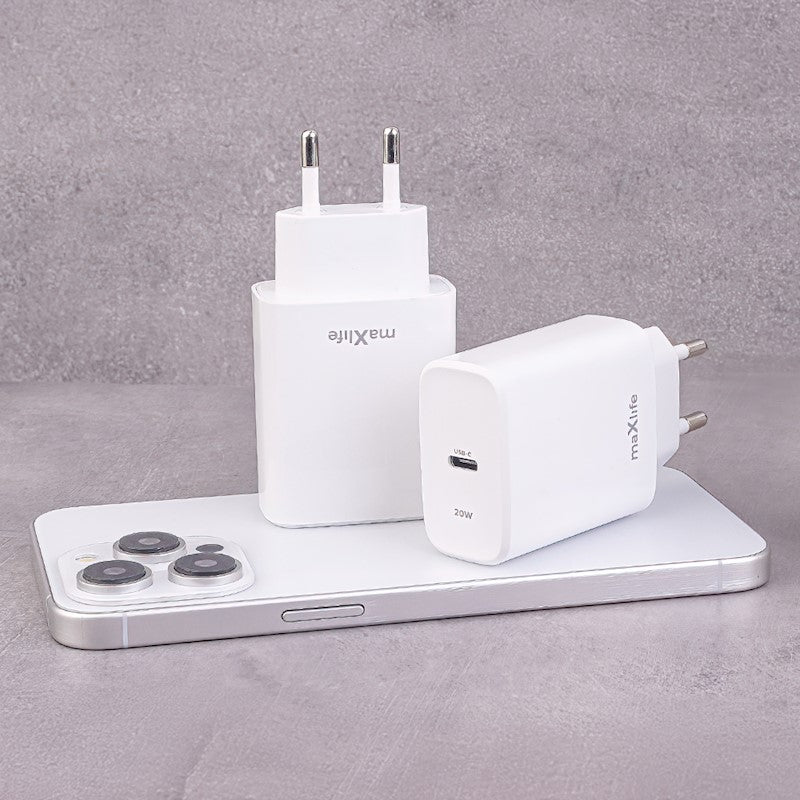 Maxlife MXTC-10-20C PD QC lādētājs 1x USB-C 20W, balts