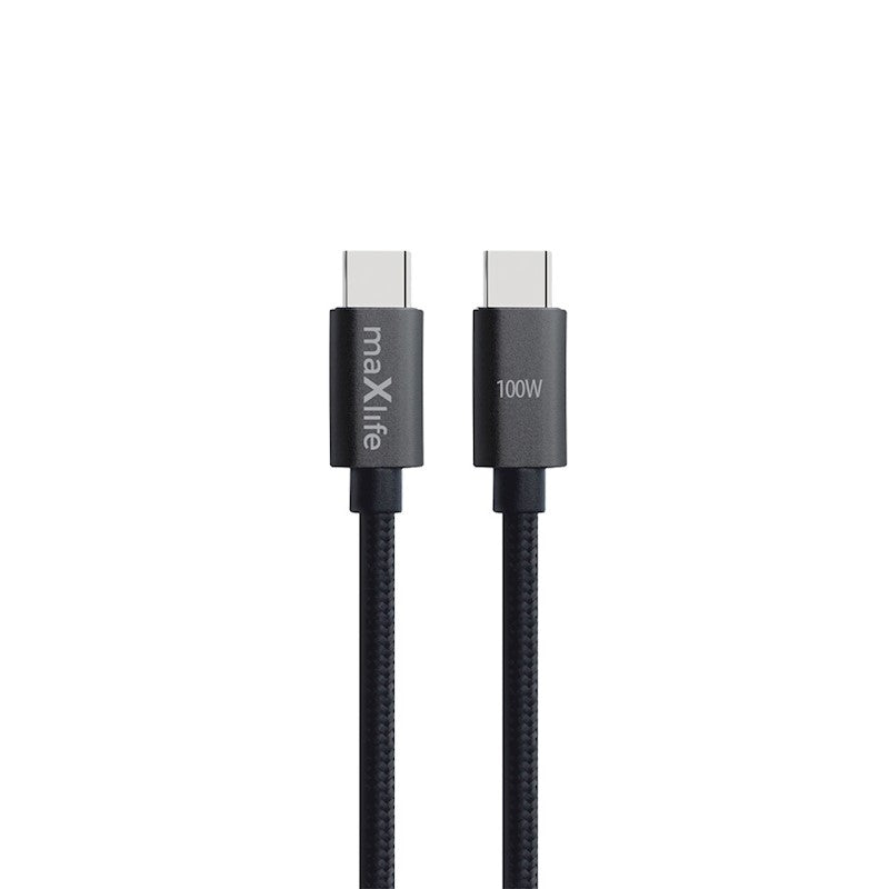 USB-C ja USB-C vaheline kaabel Maxlife MXUC-12, 1 m, 100 W, must