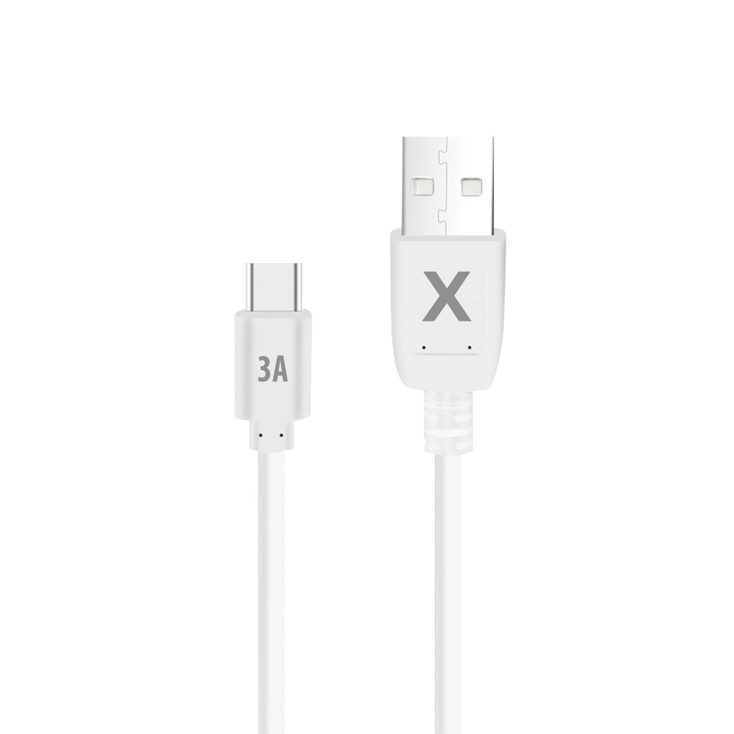 Maxlife USB-A–USB-C kabelis, 2 m, 3 A, balts