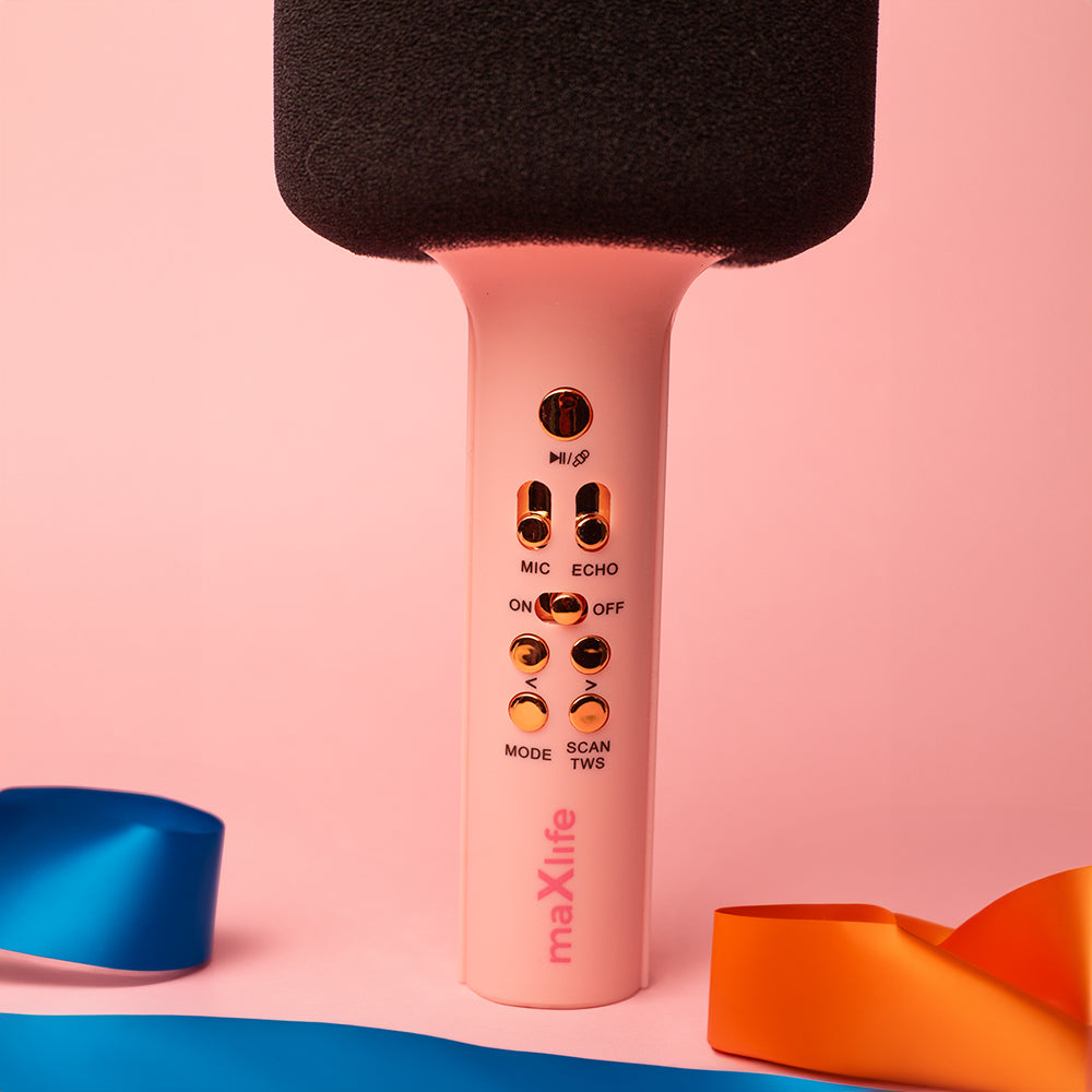 Maxlife Bluetooth mikrofons ar iebūvētu skaļruni MXBM-600, rozā