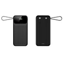 Ārējais akumulators Maxlife MXPB-06, 10000 mAh, 22,5 W, PD/QC, ar iebūvētiem kabeļiem, melns