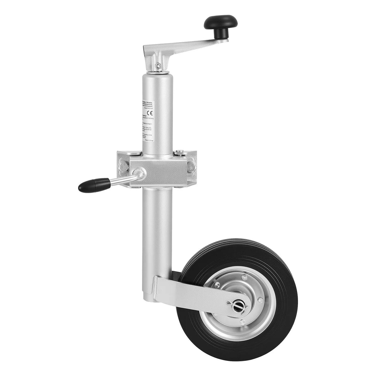 VEVOR piekabes domkrats ar riteni, 150 kg kravnesība, izturīgs piekabināms piekabes stūres domkrats ar vienu riteni un ergonomisku rokturi, 230 mm pacelšanas gājiens, piemērots kemperiem, zirgu piekabēm un universālajām piekabēm
