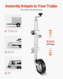 VEVOR piekabes domkrats ar riteni, 150 kg kravnesība, izturīgs piekabināms piekabes stūres domkrats ar vienu riteni un ergonomisku rokturi, 230 mm pacelšanas gājiens, piemērots kemperiem, zirgu piekabēm un universālajām piekabēm