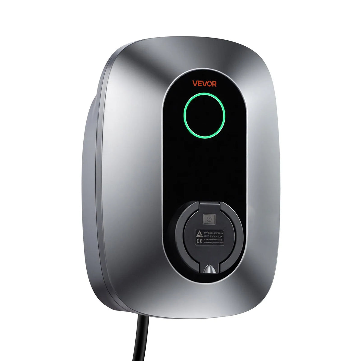 VEVOR 7 kW vienfāzes elektroautomobiļu uzlādes stacija ar Type 2 savienotāju, 230 V, 32 A, lietotnes attālināto vadību, LED indikatoru un IP54