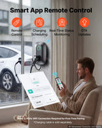 VEVOR 7 kW vienfāzes elektroautomobiļu uzlādes stacija ar Type 2 savienotāju, 230 V, 32 A, lietotnes attālināto vadību, LED indikatoru un IP54