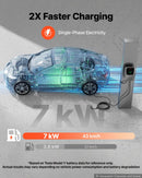 VEVOR 7 kW vienfāzes elektroautomobiļu uzlādes stacija ar Type 2 savienotāju, 5 m kabeli, 230 V, 32 A, lietotnes attālināto vadību, LED indikatoru un IP65