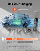 VEVOR 11 kW trīsfāžu elektroautomobiļu uzlādes stacija ar Type 2 savienotāju, CEE 16 A, 400 V, lietotnes vadību, digitālo displeju un IP65