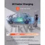 VEVOR 11 kW trīsfāžu elektroautomobiļu uzlādes stacija ar Type 2 savienotāju, 400 V, 16 A, lietotnes attālināto vadību, LED indikatoru un IP54