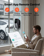 VEVOR 22 kW three-phase electric vehicle charging station with a Type 2 connector, CEE 32 A, 400 V, app control, digital display, and IP65 rating