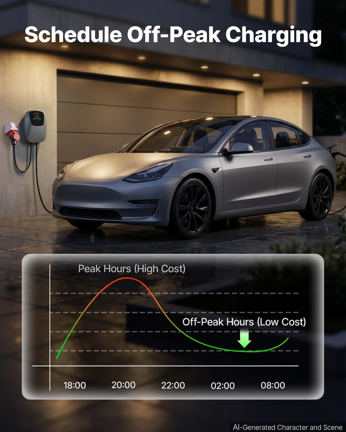 VEVOR 22 kW three-phase electric vehicle charging station with a Type 2 connector, CEE 32 A, 400 V, app control, digital display, and IP65 rating
