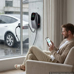 VEVOR 22 kW three-phase electric vehicle charging station with a Type 2 connector, CEE 32 A, 400 V, app control, digital display, and IP65 rating