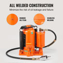 VEVOR pneumaatiline hüdrauliline pudelitõstuk 20 t, 265-500 mm tõstevõime, käepidemega ja õhupumbaga - autodele, veoautodele, matkaautodele ja tööstuslikele rakendustele.