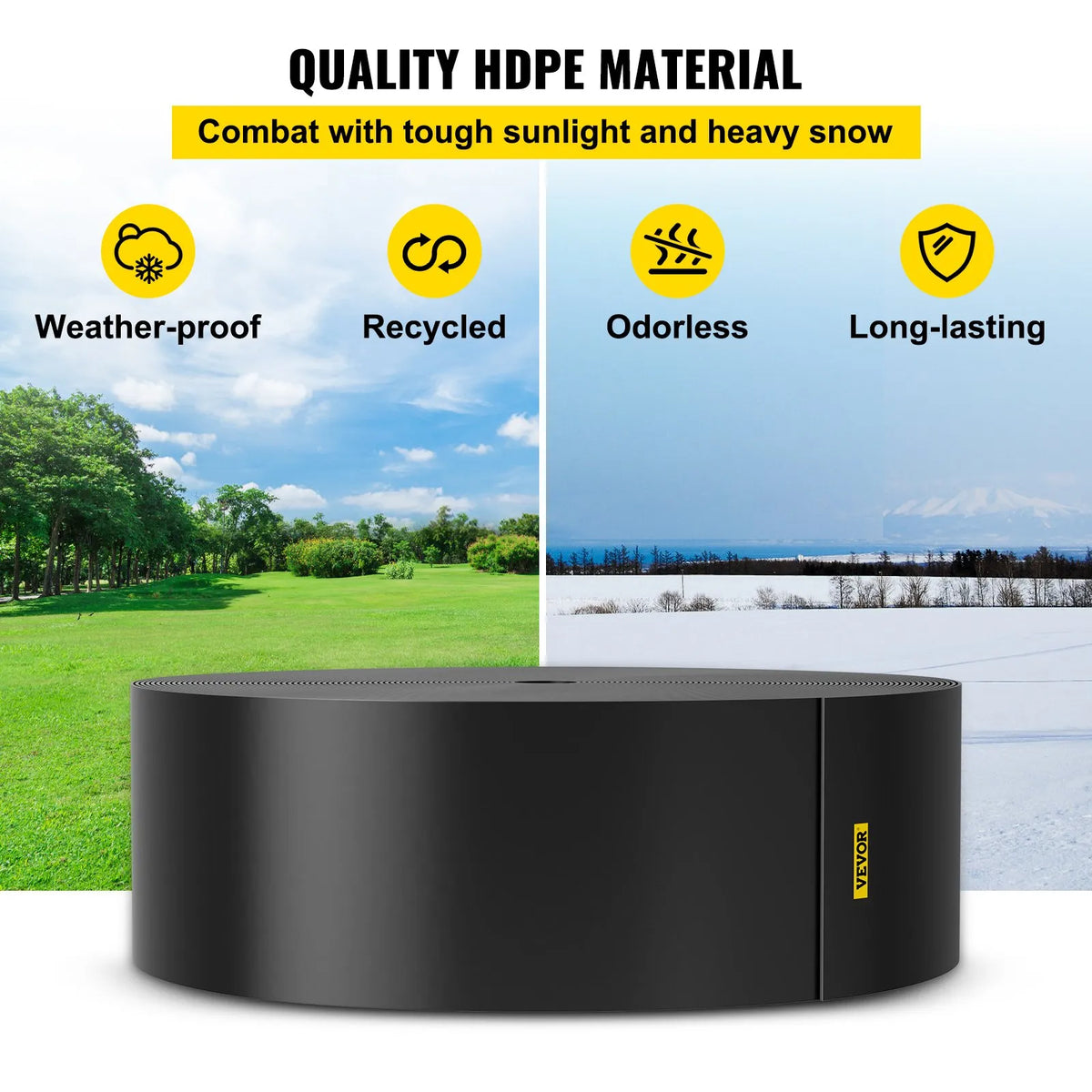 VEVOR ainavu apmale, 254 mm augstums, 45,7 m kopējais garums, pārstrādāta HDPE spirālveida terases mala, lokāma dārza un zāliena apmale ainavu veidošanai, pagalmam un dārzam, aizsardzībai pret nezāļu izplatīšanos, melna