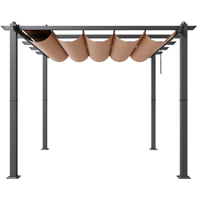 VEVOR 3 x 3 m outdoor retractable pergola with parasol, with heavy aluminium alloy frame, beige