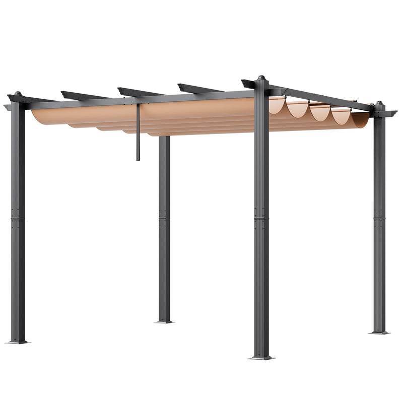 VEVOR 3 x 3 m outdoor retractable pergola with parasol, with heavy aluminium alloy frame, beige
