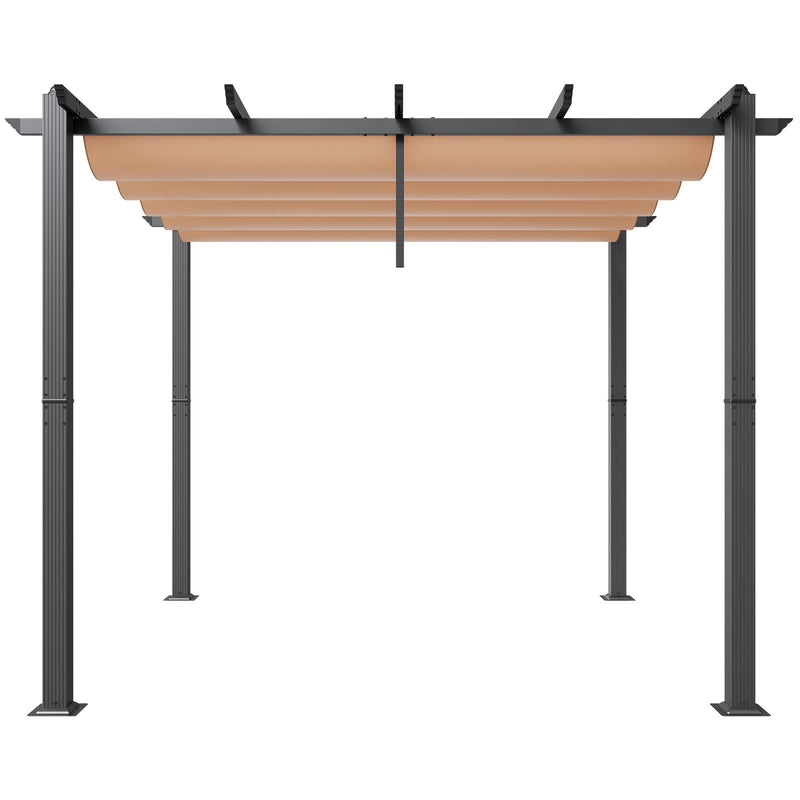 VEVOR 3 x 3 m outdoor retractable pergola with parasol, with heavy aluminium alloy frame, beige