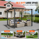 VEVOR 3 x 3 m outdoor retractable pergola with parasol, with heavy aluminium alloy frame, beige
