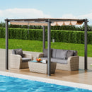 VEVOR 3 x 3 m outdoor retractable pergola with parasol, with heavy aluminium alloy frame, beige