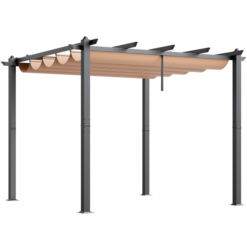 VEVOR 3 x 3 m outdoor retractable pergola with parasol, with heavy aluminium alloy frame, beige