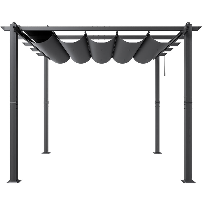 VEVOR 3 x 3 m outdoor retractable pergola with parasol, with heavy aluminium alloy frame, grey