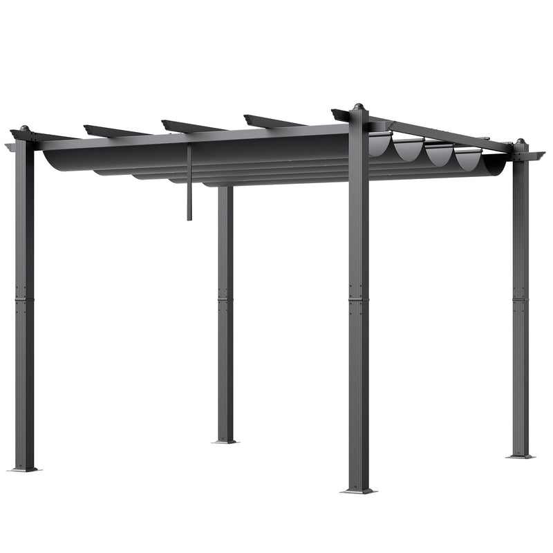 VEVOR 3 x 3 m outdoor retractable pergola with parasol, with heavy aluminium alloy frame, grey