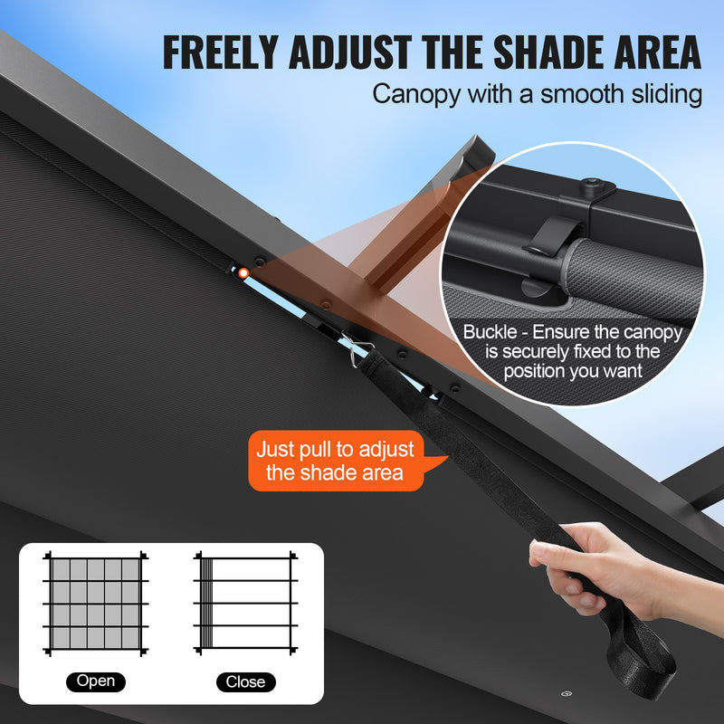 VEVOR 3 x 3 m outdoor retractable pergola with parasol, with heavy aluminium alloy frame, grey