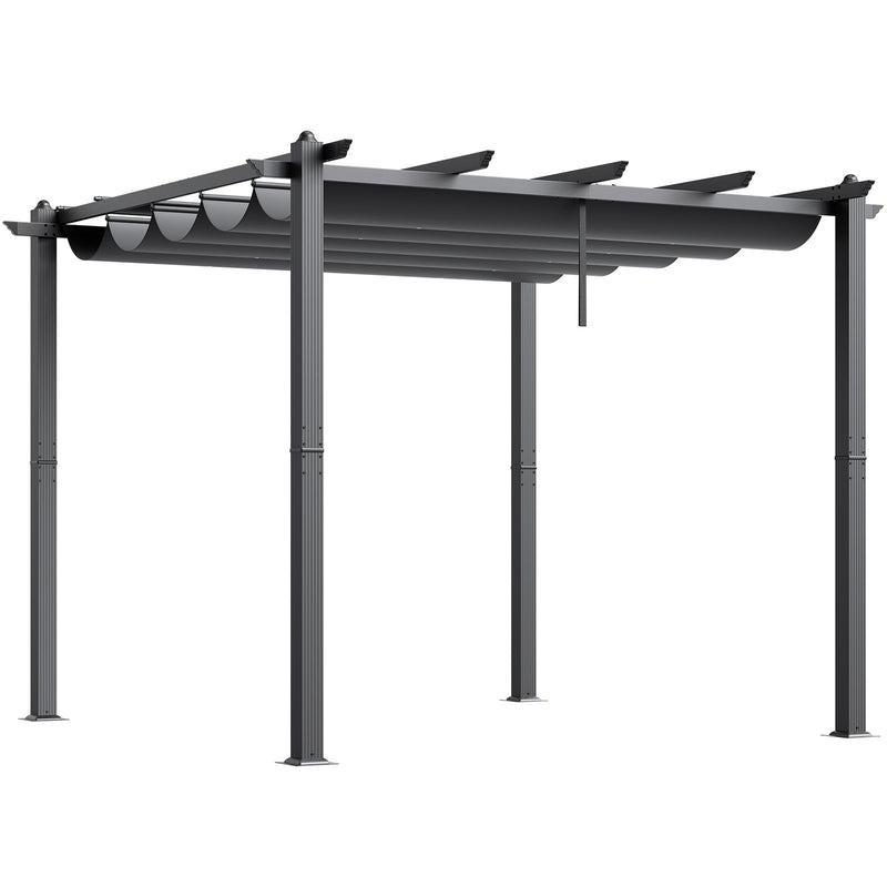 VEVOR 3 x 3 m outdoor retractable pergola with parasol, with heavy aluminium alloy frame, grey