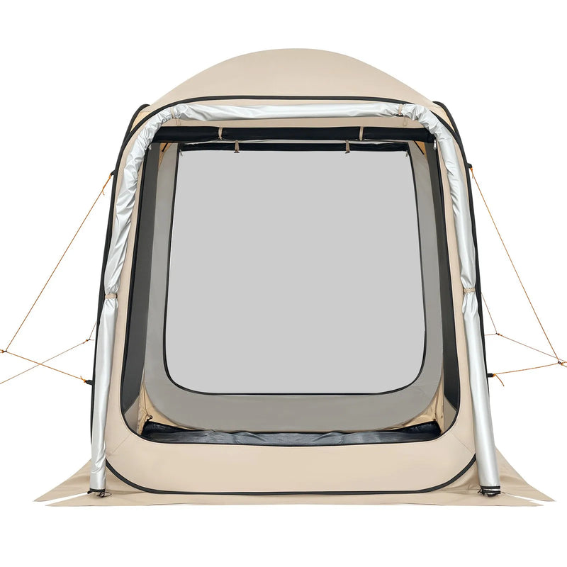 VEVOR sietveida lapene-telts SUV aizmugures durvīm, 183 × 183 × 220 cm, uznirstoša telts 4–6 personām, pārnēsājama nojume ar sieta sāniem un pārnēsāšanas somu, piemērota auto kempingam, dārzam un āra aktivitātēm, bēša