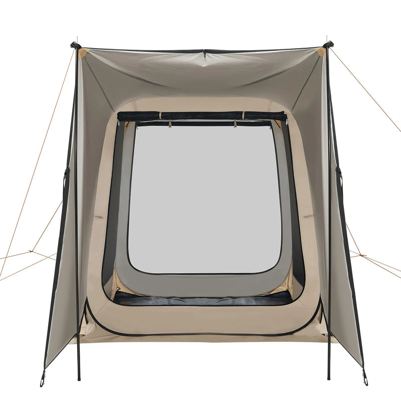 VEVOR sietveida lapene-telts SUV aizmugures durvīm, 183 × 183 × 220 cm, uznirstoša telts 4–6 personām, pārnēsājama nojume ar sieta sāniem un pārnēsāšanas somu, piemērota auto kempingam, dārzam un āra aktivitātēm, bēša